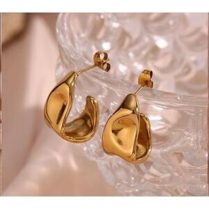 Chunky Gold Stud Earrings for Women 14k Gold Plated Hypoallergenic